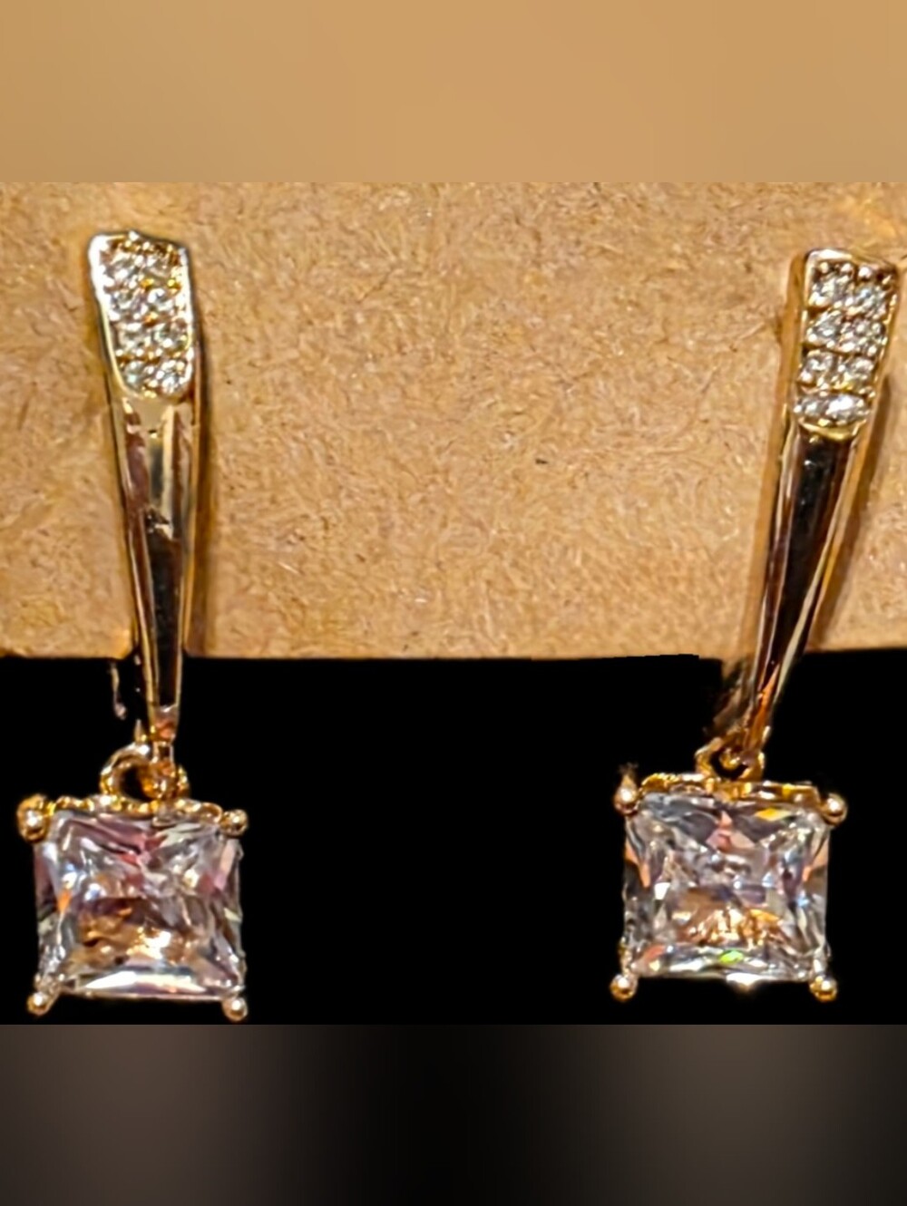 Square Cubic Zirconia Drop Earrings